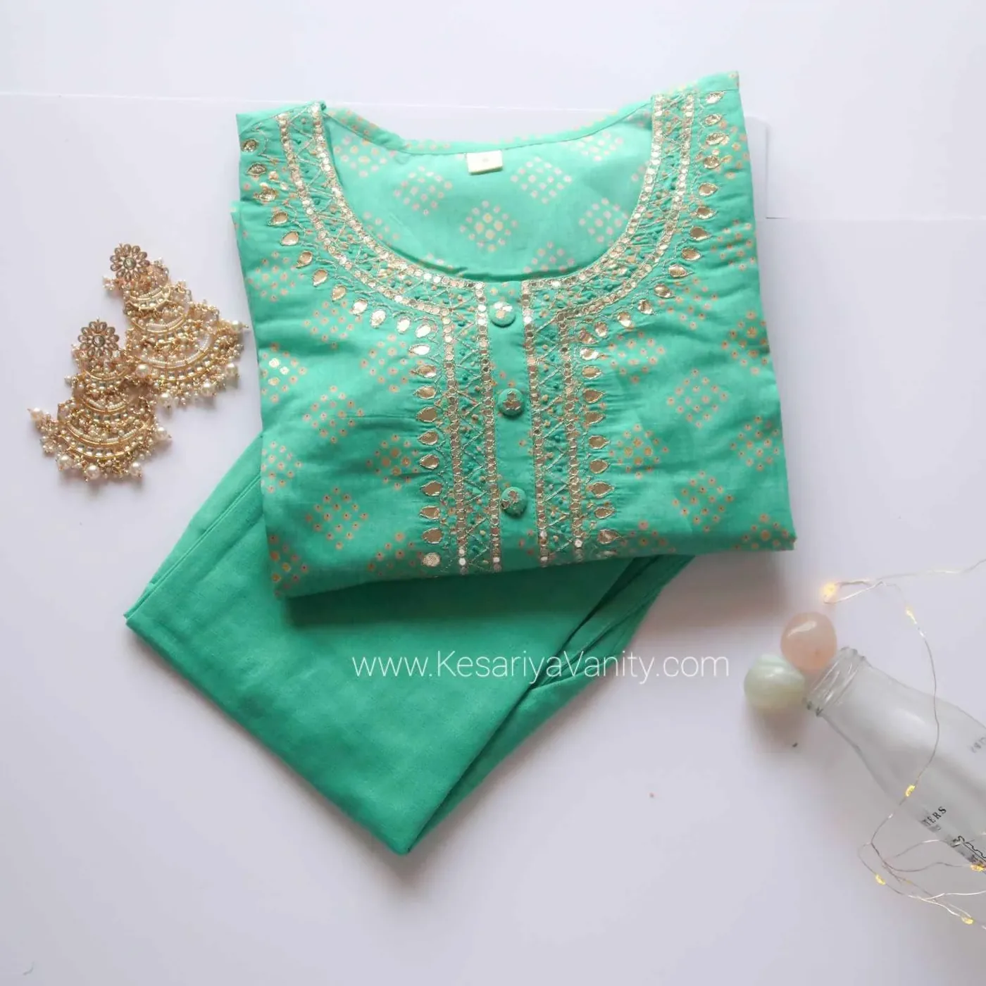 SALE: Turquoise Handwork Suit Set